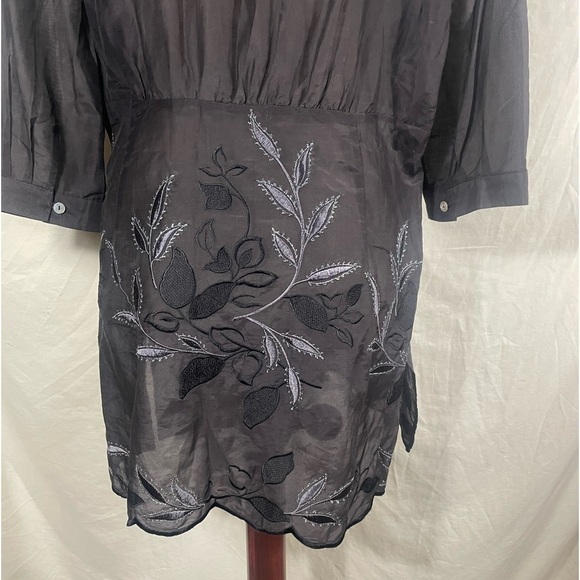 Coldwater Creek Women’s Silk blend Embroidery black Tunic Dress Size PL (14-16) - Picture 5 of 8